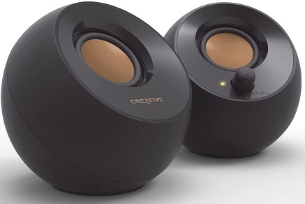 Creative Pebble ブラック USB電源採用アクティブ スピーカー 4.4W パワフル出力 45°上向きドライバー 重低音 パッシブ ドライバー SP-PBL-BK